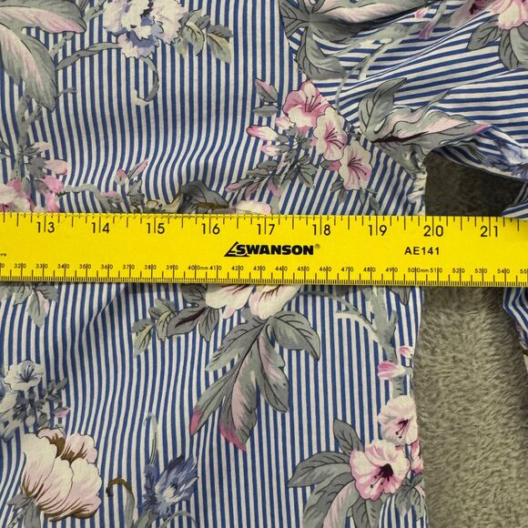 Talbots Top Womens M Blue Floral Popover Button Up Collared Long Sleeves Cottage - Picture 13 of 14